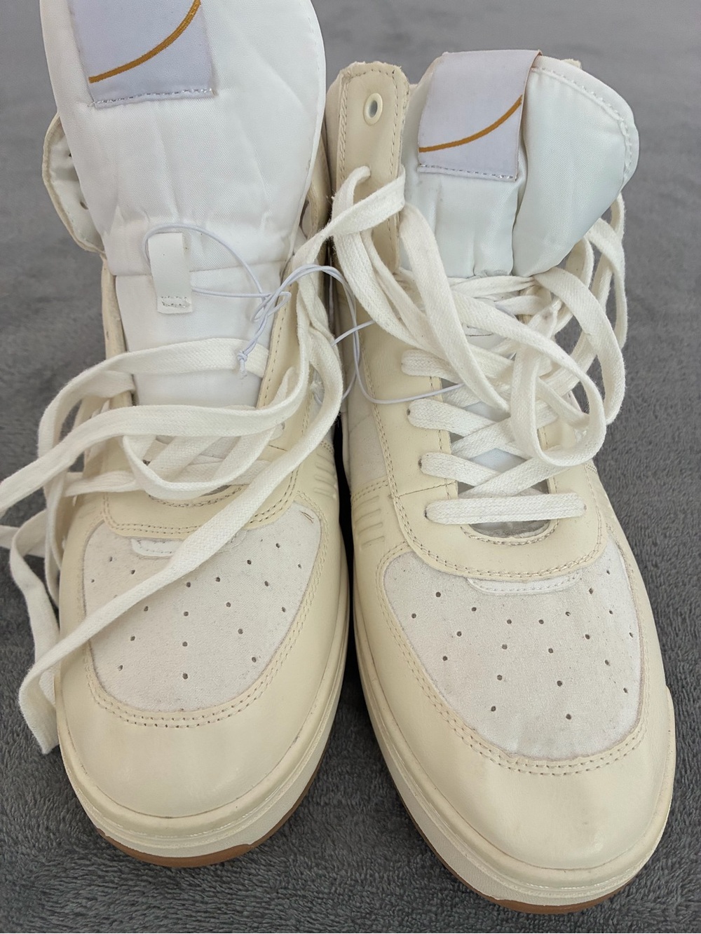 H&M Cream and White High-Top Lace-Up Sneakers